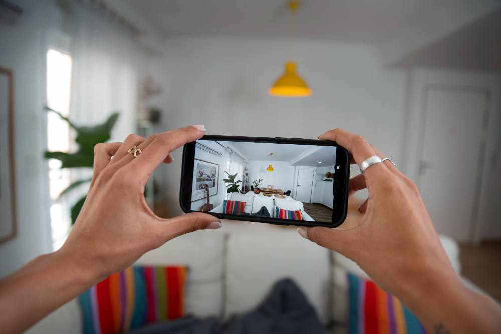 horizontal phone filming couch